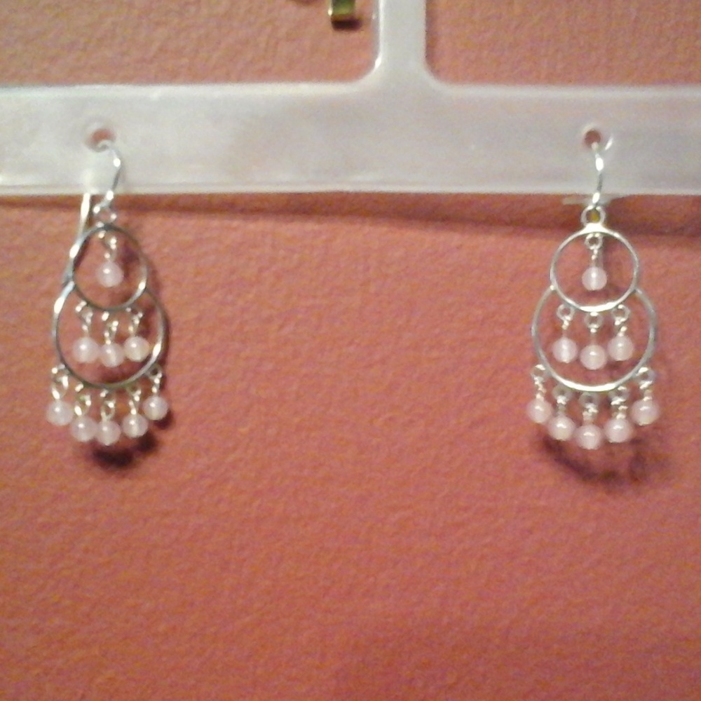 SALE! Rose Quartz, Strlg Silver Earrings - Lovely!